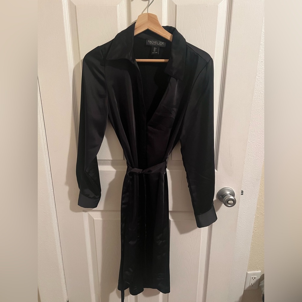 Rachel Zoe Elegant Black Satin Robe